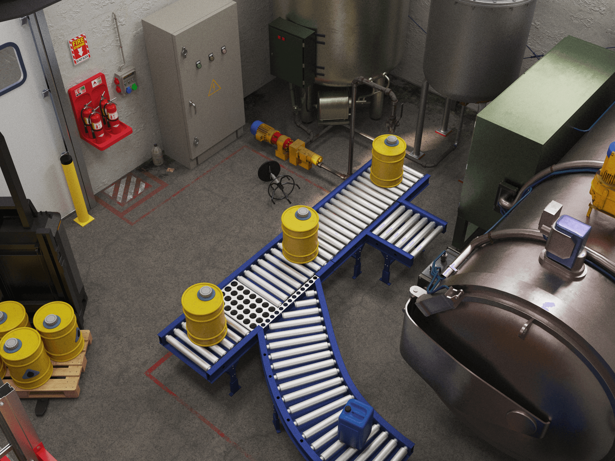 Automated Industrial Factory 3D render 2
